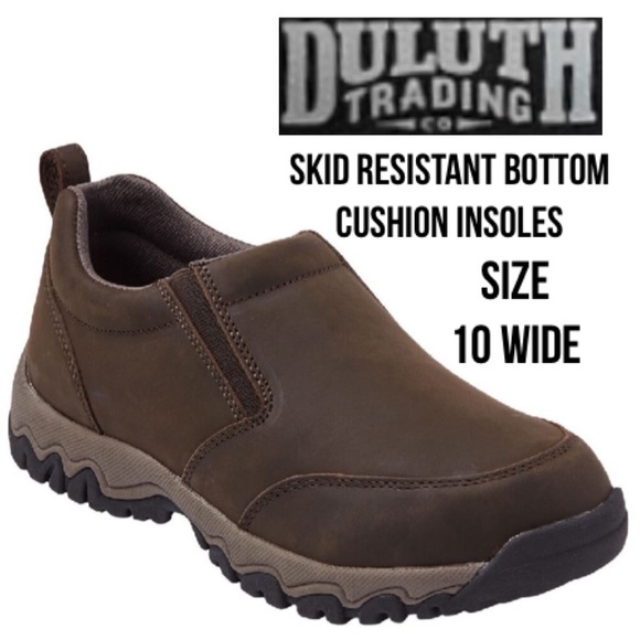 Duluth Trading Brown Leather Slip On Shoes Wild Boar Leather Mocs Size 10 W Wide - Picture 15 of 15